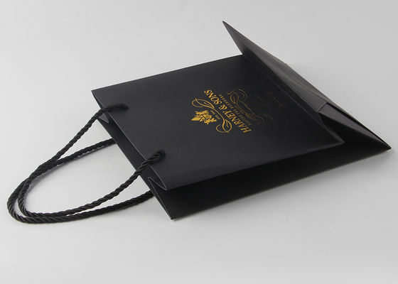Многоразовые черные бумажные хозяйственные сумки бутика отпечатанные с серебряный штемпелевать