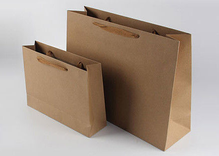 Подгонянные прямоугольные оптовые бумажные мешки, простые хозяйственные сумки Крафт с ручками