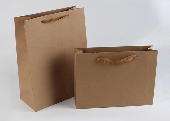 Подгонянные прямоугольные оптовые бумажные мешки, простые хозяйственные сумки Крафт с ручками