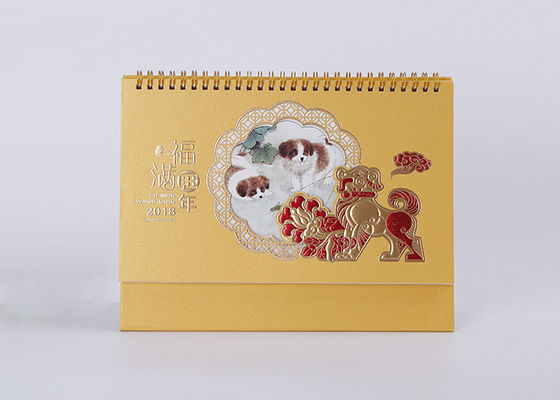 Милая классическая спиральная печать фольги материала и золота бумаги искусства настольного календаря горячая