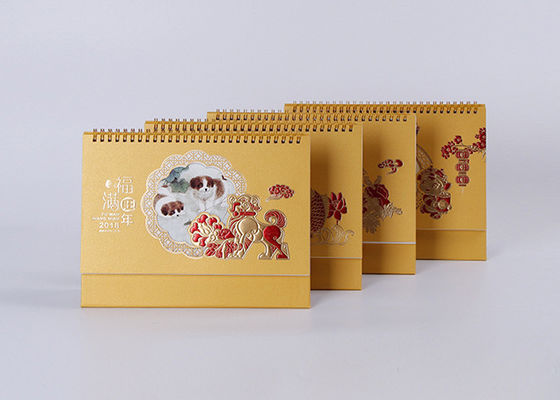 Милая классическая спиральная печать фольги материала и золота бумаги искусства настольного календаря горячая