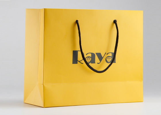 Желтая штейновая бумажная напечатанные ручка нейлона хозяйственных сумок и подгонянный логотип